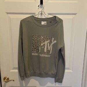 MTV Olive Sweatshirt with Leopard Logo